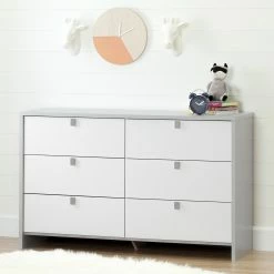 Discount ๐คฉ South Shore Furniture South Shore Cookie 6-drawer Double ๐ Dresser Soft Gray And Pure White ๐