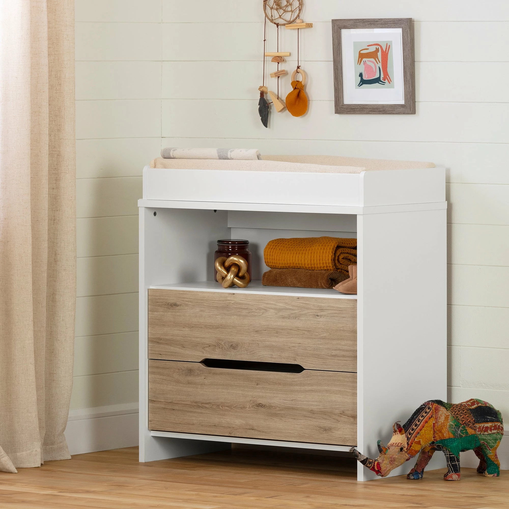 Deals ๐งจ South Shore Furniture South Shore Cookie Changing Table Pure White And Rustic Oak โ๏ธ - Image 4