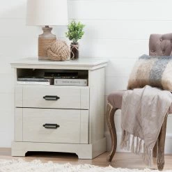 Flash Sale ❤️ South Shore Furniture South Shore Lilak Rustic 2-drawer Nightstand Winter Oak 👍