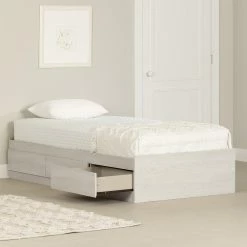 Hot Sale 🛒 South Shore Furniture South Shore Step One Essential Mates Bed With 3 Drawers Winter Oak 🥰